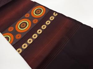 唐織丸文に横段模様織出し名古屋帯